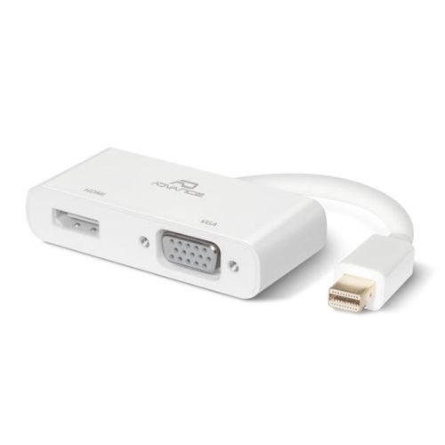 Suza Advance CB-MD2IN1 - Adaptateur vidéo - Mini DisplayPort mâle pour HDMI, 15 pin D-Sub (DB-15) femelle - 7 cm - argent, blanc - support 4K