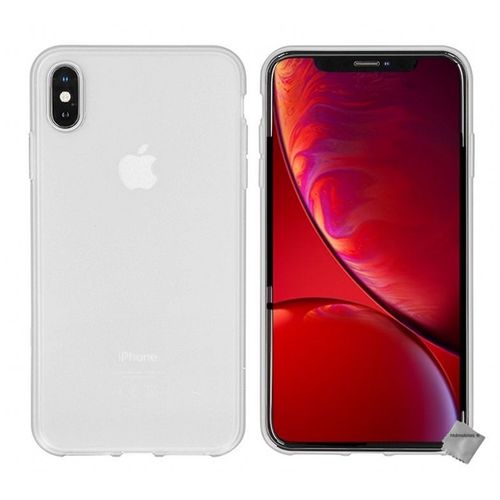 Housse Etui Coque Pochette Silicone Gel Fine Pour Apple Iphone Xs Max + Film Ecran - Blanc Transparent