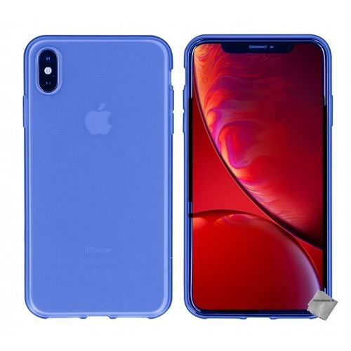 Housse Etui Coque Pochette Silicone Gel Fine Pour Apple Iphone Xs Max + Film Ecran - Bleu