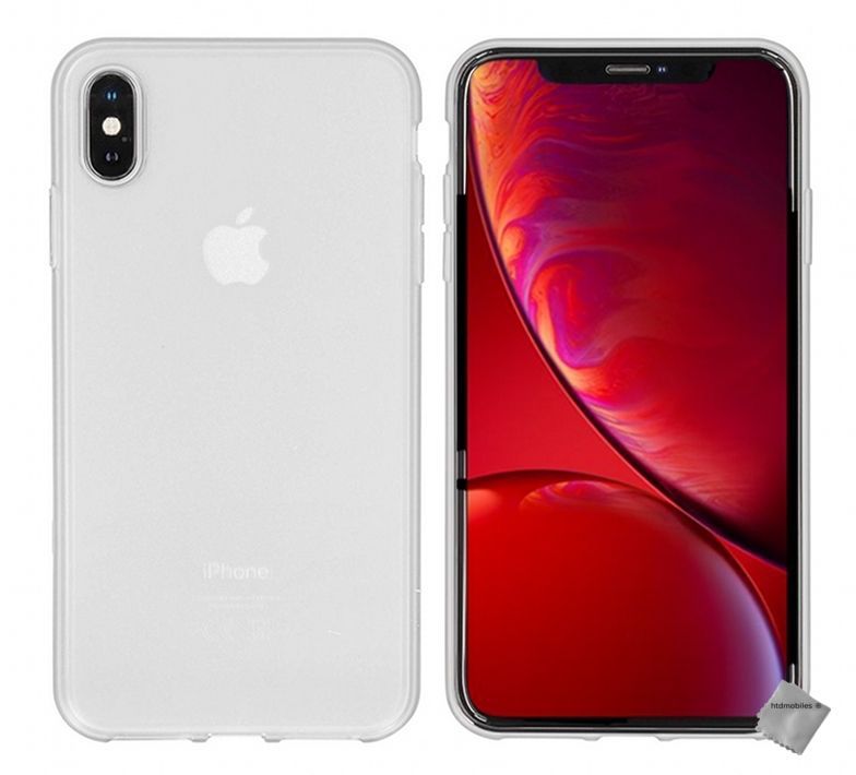 Housse Etui Coque Pochette Silicone Gel Fine Pour Apple Iphone Xs Max + Verre Trempe - Blanc Transparent