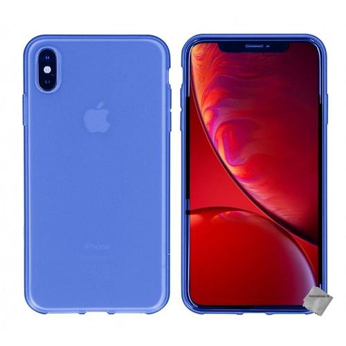 Housse Etui Coque Pochette Silicone Gel Fine Pour Apple Iphone Xs Max + Verre Trempe - Bleu