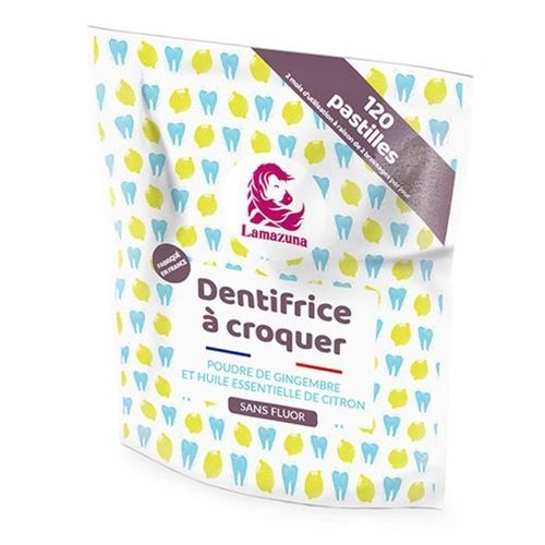 Dentifrice À Croquer Poudre De Gingembre Et Huile Essentielle De Citron - Lamazuna 10,16 X 12,5 Blanc 