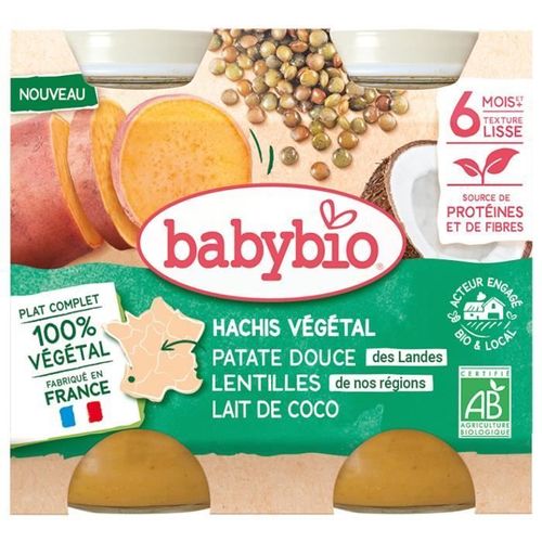 Babybio Hachis Végétal - Patate Douce Des Landes Lentilles De Nos Régions Lait De Coco 400 G