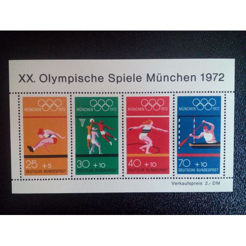 Timbre Allemagne Rfa Yt Bf 7 Diverses Disciplines Olympiques 1972