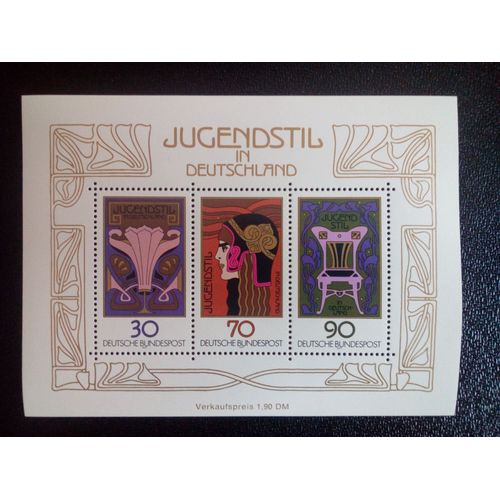 Timbre Allemagne Rfa Yt Bf 13 Jugendstil, Art Deco 1977