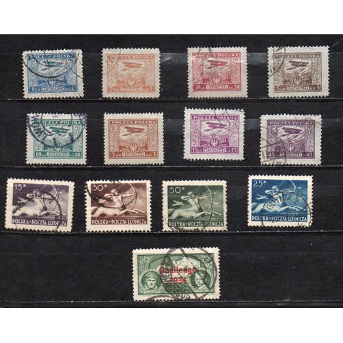 Pologne- Lot De 13 Timbres Oblitérés Poste Aérienne