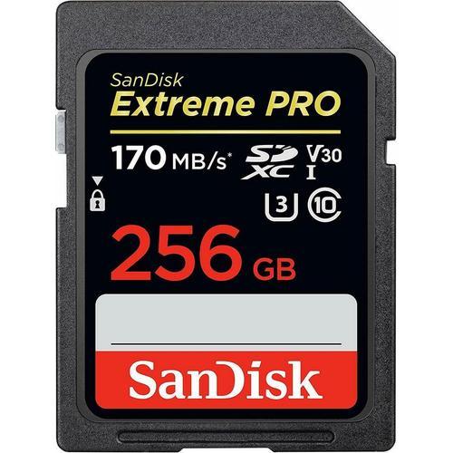 Carte mémoire SDXC SanDisk Extreme PRO 256 Go jusqu'à 170 Mo/s, Classe 10, U3, V30, 4K UHD