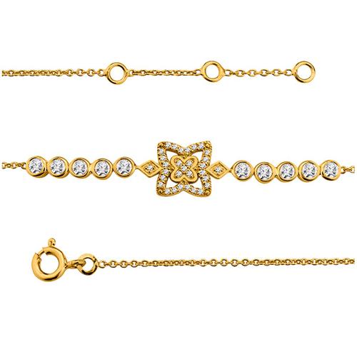 Altesse [Q6025] - Bracelet Plaqué Or 'scarlett' Blanc Doré - 9x9 Mm