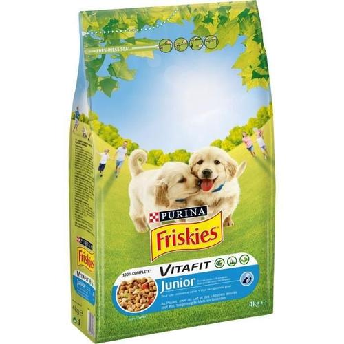 Friskies Chien Junior Croquettes Pour Chiot Poulet, Lait & Légumes Ajoutés 4 Kg -