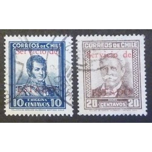 Chili Service Oblitéré Y Et T N° 38 39 Lot De 2 Timbres De 1932-34