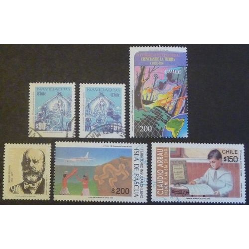 Chili Oblitéré Lot De 6 Timbres De 1992-96