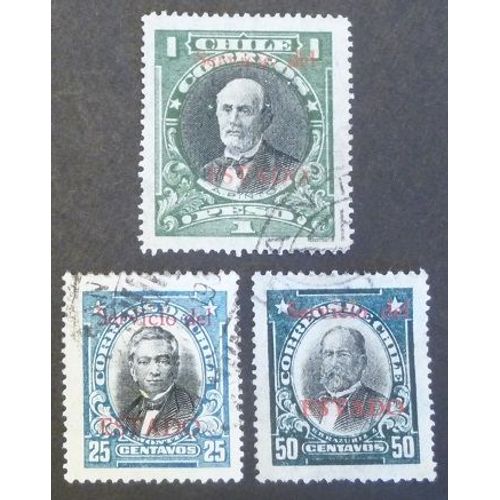 Chili Service Oblitéré Y Et T N° 33 34 36 Lot De 3 Timbres De 1930-31