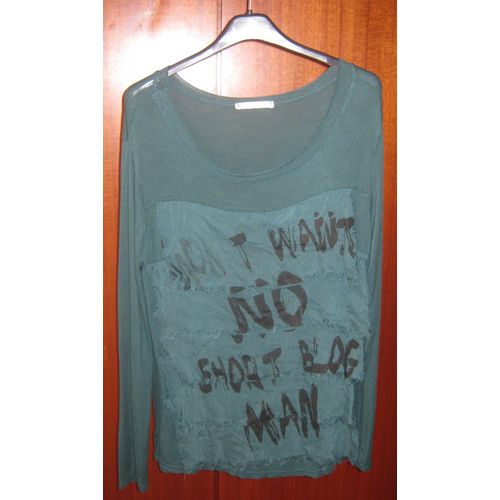 Top Jeune-Fille Vert Avec Logo Made In Italy Taille Unique Manches Longues