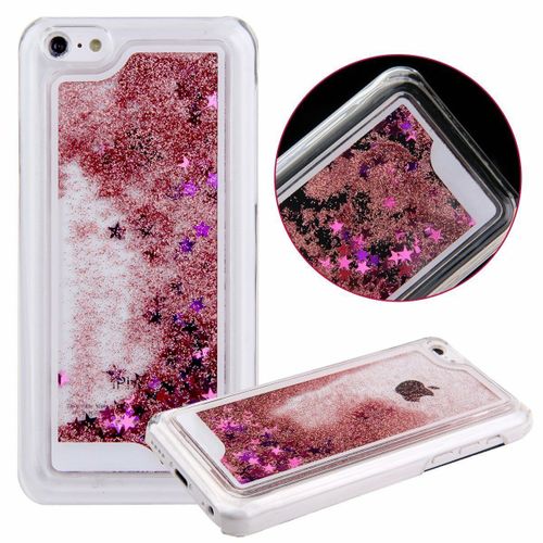 Coque Iphone 5c Liquide Rose Paillettes & Etoiles Silicone Rigide (Tpu)
