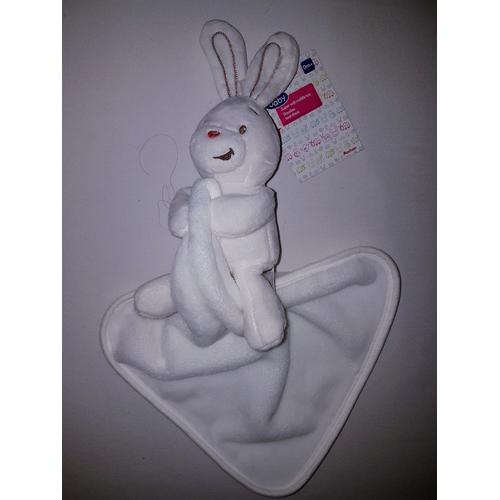 Doudou Mouchoir Lapin Auchan Baby Blanc Peluche Bébé Éveil Enfant Jouet Naissance Plush Soft Toys