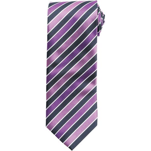 Cravate Rayures Color?Es - Pb766 - Ray? Bleu Marine Et Violet