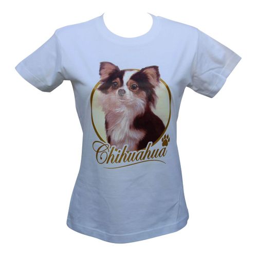 T-Shirt Femme Manches Courtes - Chien Chihuahua 8122 - Blanc