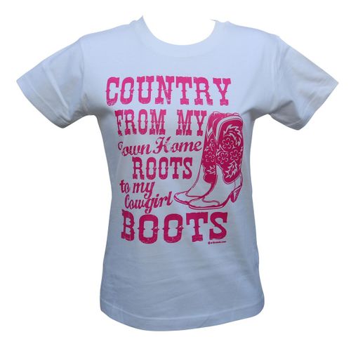 T-Shirt Femme Manches Courtes - Country Boots - 8714 - Blanc