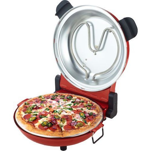Sirge OSOLEMIO Four à PIZZA 1200 W - 400°C - ROUGE - électrique -diamètre 30 cm - Pierre réfractaire NOIRE sans teinture