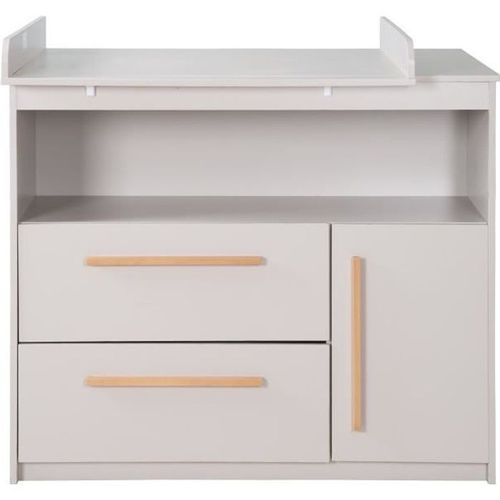 Roba Commode À Langer Lea - Plan Amovible - Poignées En Bois Massif - Hauteur À Langer 90 Cm - Gris Clair