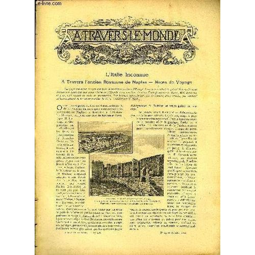 A Travers Le Monde N° 29 - L Italie Inconnue - A Travers L Ancien Royaume De Naples - Notes De Voyage, Les Sartes, Sur Les Chemins De Fer Anglais, Aux Etats-Unis - Ouverture D Une Réserve Indienne