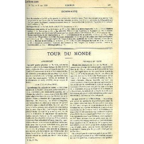 Le Cosmos - Revue Des Sciences Et De Leurs Applications N° 745 - La 455e Petite Planète, La Réforme Du Calendrier Russe, Etude Des Courants De La Mer Du Nord, Le Gaz Naturel Aux Etats-Unis, La Mémoire(...)