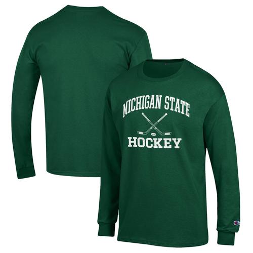 T-Shirt À Manches Longues Champion Green Michigan State Spartans Hockey Icon Powerblend Pour Hommes