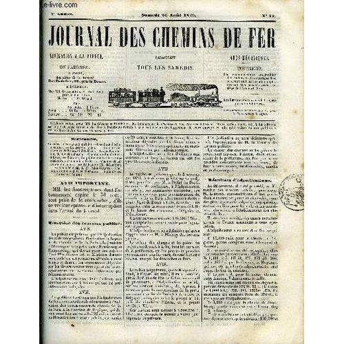 Journal Des Chemins De Fer Annee N° 73 - Ministère Des Travaux Publics, Résultats D Adjudications, La Presse Belge, Recettes Des Chemins De Rouen Et D Orléans, Projet D Un Chemin De Fer De Ceinture(...)