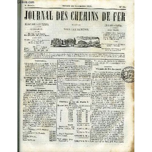 Journal Des Chemins De Fer 2e Annee N° 84 - Adjudications, Recettes, Chemin De Fer Du Nord, Chemin De Fer Belge-Rhénan, De Montpellier A Cette, Locomotives Pour Chemins De Fer, Correspondance, Chemin(...)