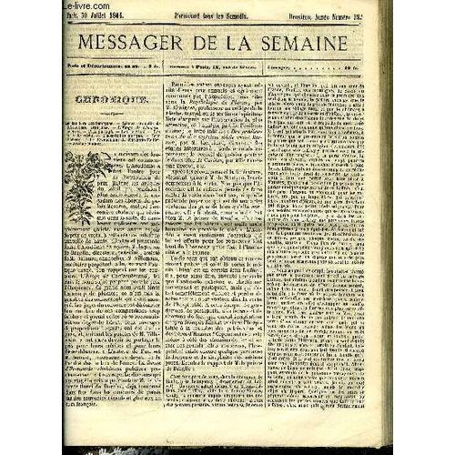 Le Messager De La Semaine N° 35 - Excursion En Franche Compté Par Aymé Cécyl, Causerie Littéraire Par A. Marc, Jeanne Marie (Suite) Par Raoul De Navery