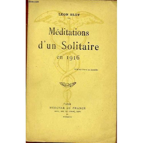 Meditations D Un Solitaire En 1916