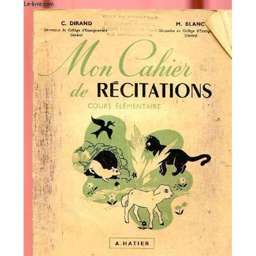 Mon Cahier De Recitations - Cours Elementaire