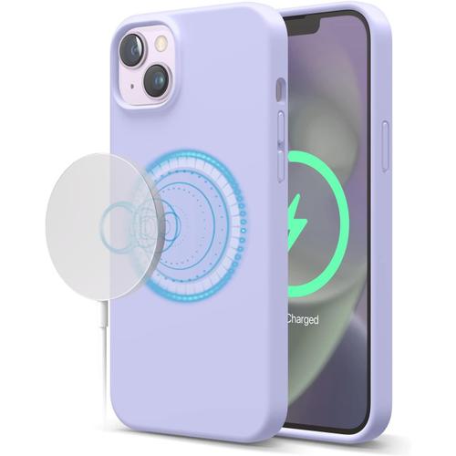 Coque Silicone Magnétique Compatible Avec Iphone 14 Plus Étui 6.7"" Compatible Avec Magsafe Aimants Intégrés Silicone Liquide Premium Housse Etui De Protection Mauve