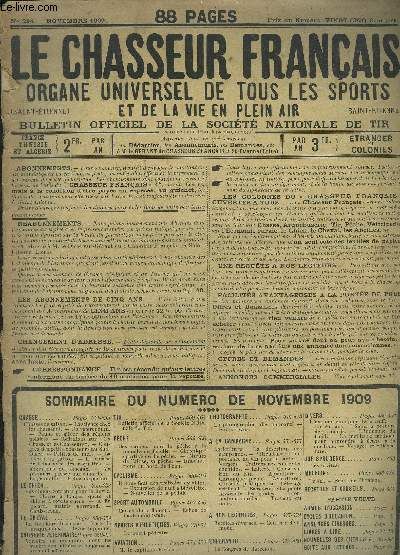 LE CHASSEUR FRANCAIS N 294 NOVEMBRE 1909 La chasse