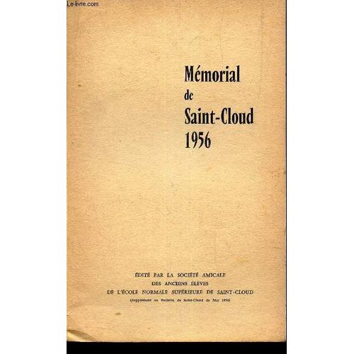 Memorial De Saint Cloud 1956 / Victor Regnier / M Georges Valiron Etc.