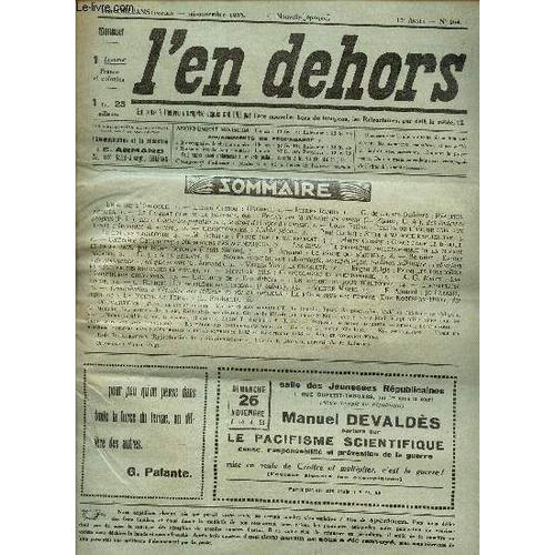 L En Dehors - N°264-Mi Nov 1933 / Orgueil/ Encore Sur La Venalité En Amour/ Des Cadavres Propores// La Loi Des Vagabonds/Le Regne Qui S Acheve/Le Prboleme De L Inceste(Suite) / Etc...