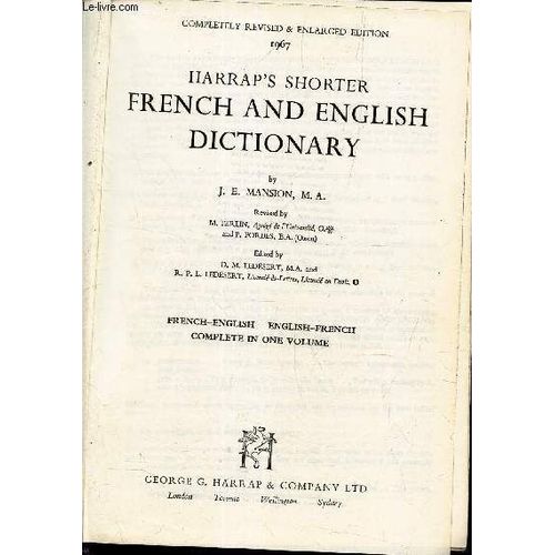 Harrap S Shorter French And English Dictionary