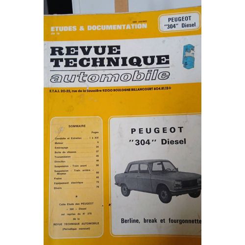 Revue Technique Automobile Peugeot 304 Diesel Cip3791 Berline Break Fourgonnette