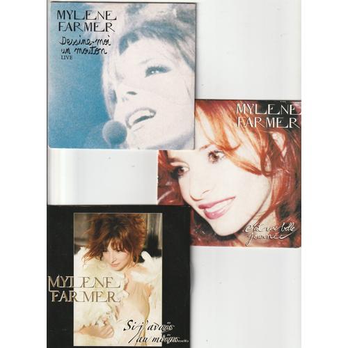 Lot De 3 Cd Singles Mylene Farmer C'est Une Belle Journée , Si J'avais Au Moins , Dessine Moi Un Mouton