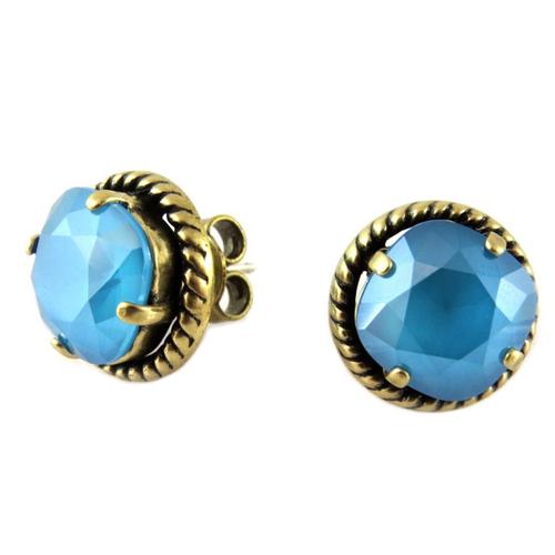 Lily-Crystal [Q2299] - Boucles D'oreilles Artisanales 'tsarine' Turquoise Doré - 12 Mm