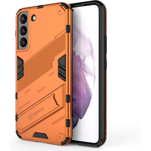 Coque Pour Samsung Galaxy S22 Plus 5g Avec Support Invisible Qualité Militaire Anti-Chute Protection Fonction De Support De Voiture Magnétique Étui Pc Et Tpu, Orange