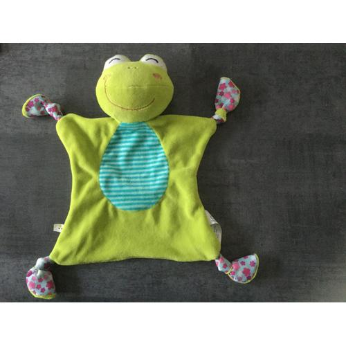 Doudou Grenouille Plat Vert Fleur P Tit Bisou