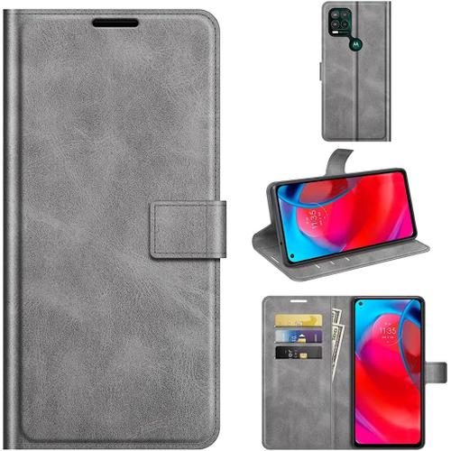 Étui Pour Motorola Moto G Stylus 5g 6 8 Pouces Pu Cuir Housse Flip Coque Avec Built Stand Et Boucle Carrée Magnétique Fermeture Portefeuille Shell De Protection Gris