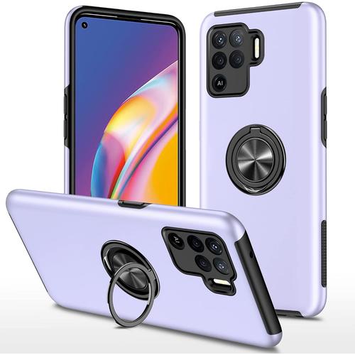 Coque Pour Oppo A94 5g Avec Porte Anneau Invisible Et Plaque Métallique Pour Support Voiture Magnétique Étui Robuste De Qualité Militaire Étui De Protection Antichoc