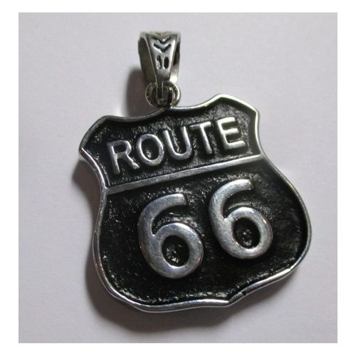 Pendentif Inox Logo Route 66 Road Sixty Six Rock Roll Hipster En 3d Rocker