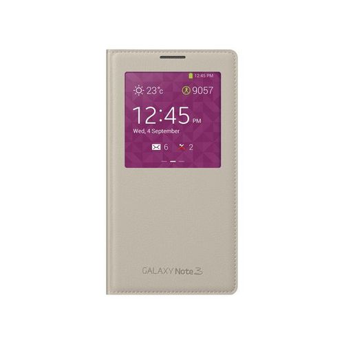Etui Officiel A Rabat Samsung Galaxy Note 3 Beige S-View Cuir Simili (Pu)