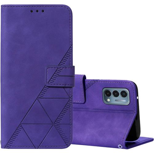 Coque Portefeuille Pour Oneplus Nord N200 5g Avec Film De Protection Écran Hd Flip Cuir Pu Etui Magnétique Housse Fermeture Aimantée Béquille Avec Cordon Cover Mauve