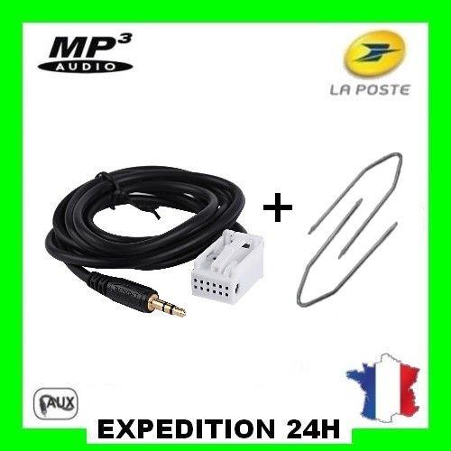 Cable auxiliaire adaptateur mp3 pour autoradio PEUGEOT 207 12PIN