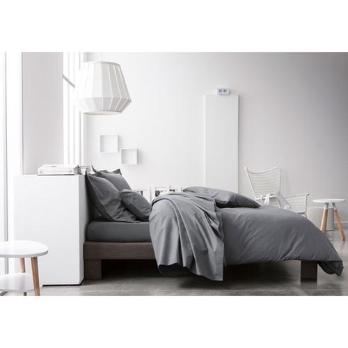 Housse De Couette Canon De Fusil - 100% Coton 57 Fils - 140 X 200 Cm - Gris Foncé