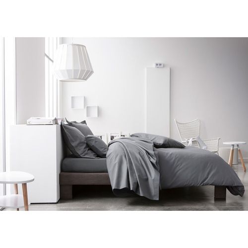 Housse De Couette Canon De Fusil - 100% Coton 57 Fils - 220 X 240 Cm - Gris Foncé